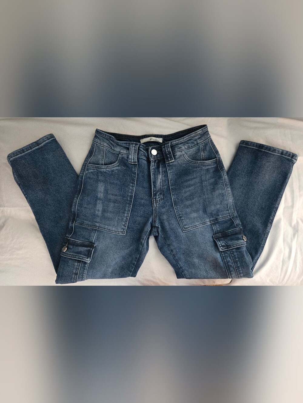 KanCan Avery Cargo Jeans Straight Leg Ankle Jeans Sz 1